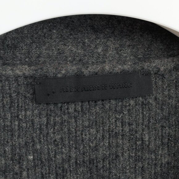 Alexander Wang Charcoal Wool-Blend Crystal-Cuff Cardigan - Picture 8 of 9